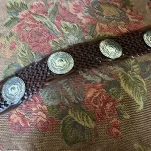 Richard Gampel Brown leather braided belt- silver. adjustable for any size Richard Gampel | Accessories | Richard Gampel Brown Leather  main image 2